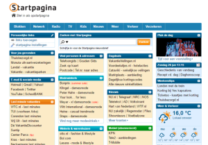 Screenshot van Startpagina website